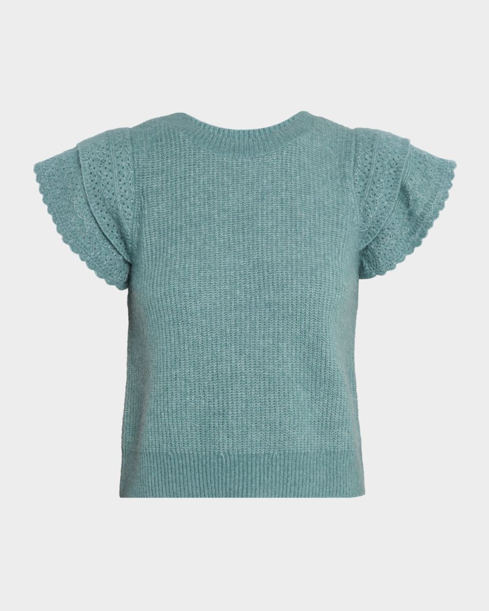 Stasia Ruffled Short-Sleeve Sweater